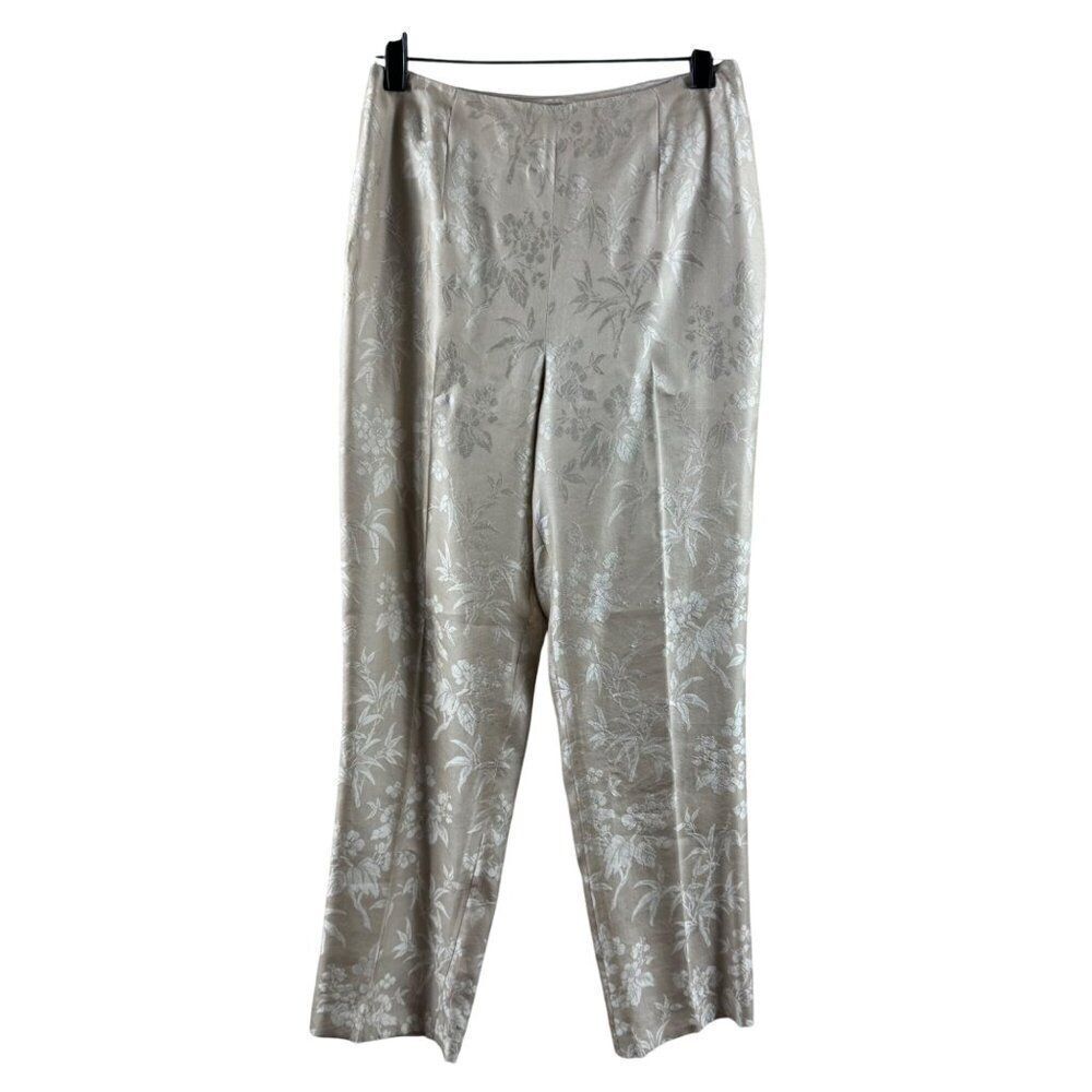 Vintage Deadstock Jones New York Petite Floral Sandwashed Silk Lined Pants 4P